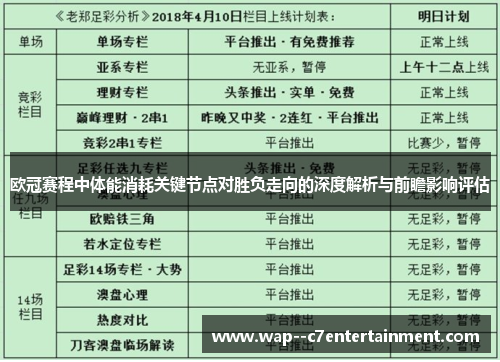 欧冠赛程中体能消耗关键节点对胜负走向的深度解析与前瞻影响评估